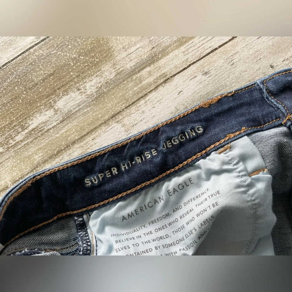 SOLD AE Next Level Super High-Waisted Dark Blue Jegging size 12 X-long - Picture 11 of 15